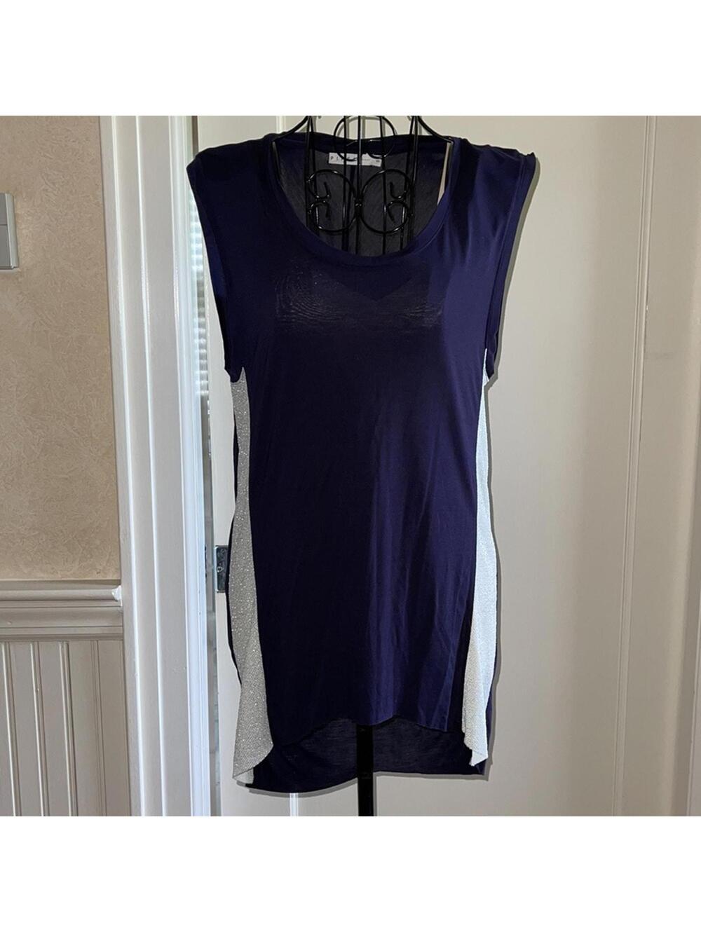 Piper Project Navy / silver top w draped back NWOT S